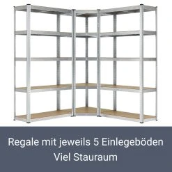 Juskys 3er Metall Regalsystem | 1 Eckregal & 2 Lagerregale | 15 Böden Aus MDF Holz | 2625 Kg -BRB-Lagertechnik Geschäft 8600348200 62289617 prod 003