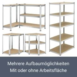 Juskys 3er Metall Regalsystem | 1 Eckregal & 2 Lagerregale | 15 Böden Aus MDF Holz | 2625 Kg -BRB-Lagertechnik Geschäft 8600348200 62289617 prod 006