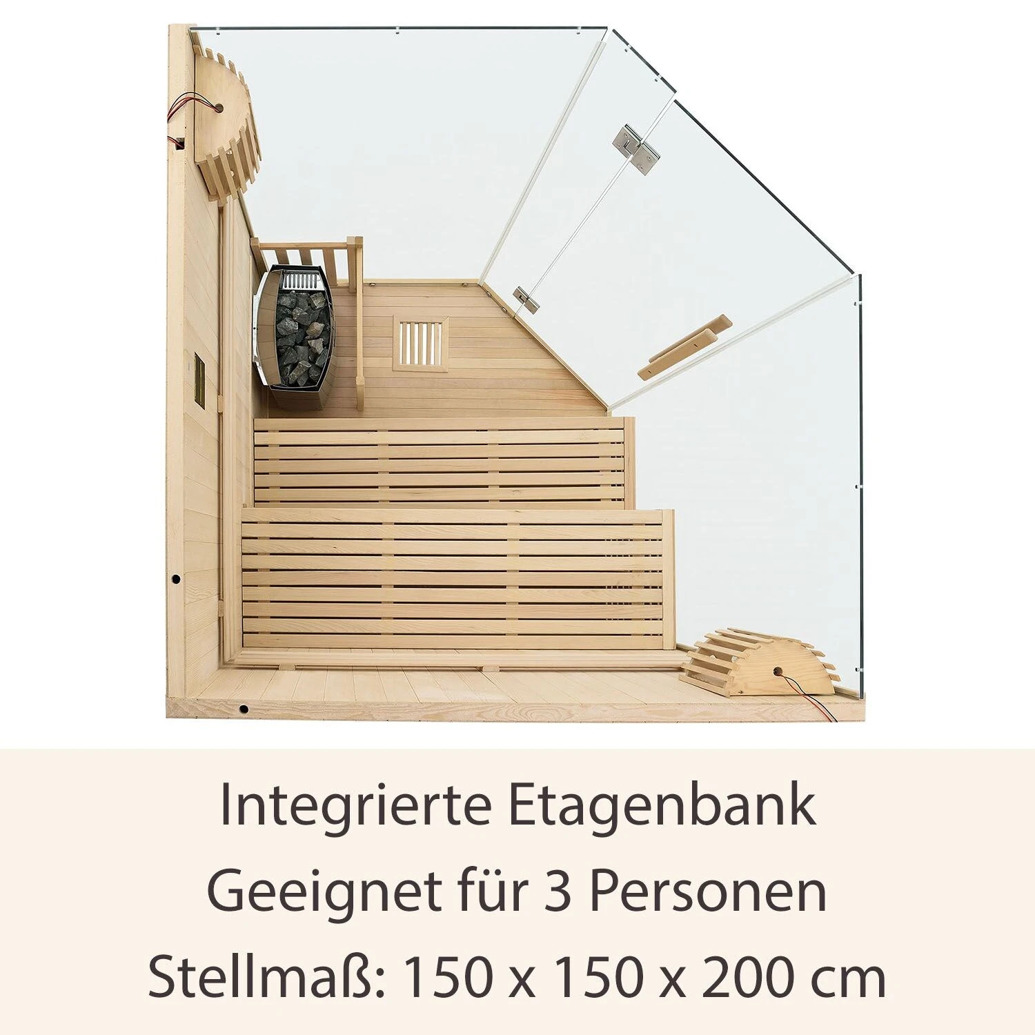 Artsauna Saunakabine Espoo150 Premium Mit Harvia Ofen – 3 Personen – Hemlock Holz & Glasfront 4 Artsauna Saunakabine Espoo150 Premium Mit Harvia Ofen – 3 Personen – Hemlock Holz & Glasfront – Bild 4
