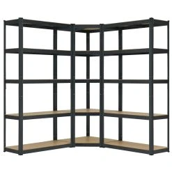 Juskys 3er Metall Regalsystem | 1 Eckregal & 2 Lagerregale | 15 Böden Aus MDF Holz | 2625 Kg Grau