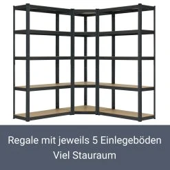 Juskys 3er Metall Regalsystem | 1 Eckregal & 2 Lagerregale | 15 Böden Aus MDF Holz | 2625 Kg Grau -BRB-Lagertechnik Geschäft 8600348200 78125943 prod 003