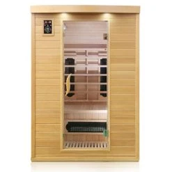 Dewello Infrarotkabine Infrarotsauna LAVAL PLUS 135cm X 105cm Inkl. Keramikstrahler, Bodenstrahler, Radio, Farblicht
