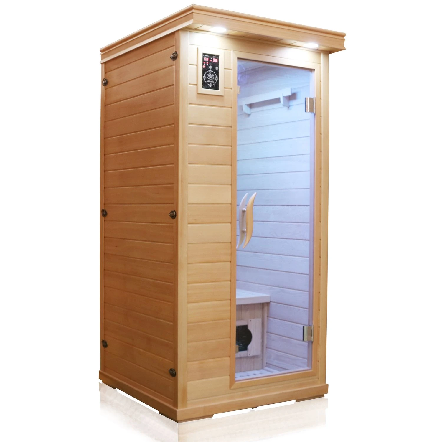 Dewello Infrarotkabine Infrarotsauna WINDSOR 90cm X 90cm Inkl. Keramikstrahler, Bodenstrahler Und Zubehör 2 Dewello Infrarotkabine Infrarotsauna WINDSOR 90cm X 90cm Inkl. Keramikstrahler, Bodenstrahler Und Zubehör – Bild 2