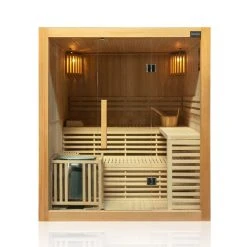 Dewello Finnische Traditionelle Sauna SARNIA 180cm X 140cm Inkl. 6 KW Harvia Ofen, Inkl. Komplettem Zubehör