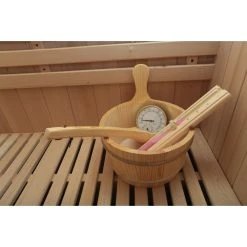 Dewello Finnische Traditionelle Sauna SARNIA 180cm X 140cm Inkl. 6 KW Harvia Ofen, Inkl. Komplettem Zubehör -BRB-Lagertechnik Geschäft 8600355400 2140 prod 005