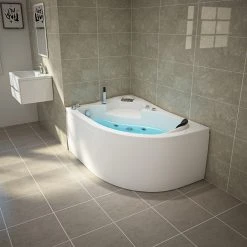 TroniTechnik Whirlpool Badewanne CAPRI RECHTS 150cm X 100cm Mit Spülfunktion, Wasserfalleinlauf Hydromassage Und Farblichtherapie -BRB-Lagertechnik Geschäft 8600355400 2487 prod 003