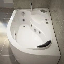 TroniTechnik Whirlpool Badewanne CAPRI RECHTS 150cm X 100cm Mit Spülfunktion, Wasserfalleinlauf Hydromassage Und Farblichtherapie -BRB-Lagertechnik Geschäft 8600355400 2487 prod 006