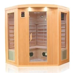 Dewello Infrarotkabine Infrarotsauna HALEY 160cm X 160cm Inkl. Keramikstrahler, Bodenstrahler Und Zubehör