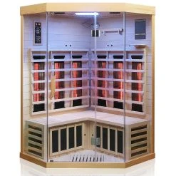 Dewello Infrarotkabine Infrarotsauna BRANDON 120cm X 120cm Inkl. Vollspektrumstrahler, Bodenstrahler