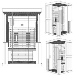 Dewello Infrarotkabine Infrarotsauna KINGSTON 130cm X 105cm Inkl. Vollspektrumstrahler, Bodenstrahler -BRB-Lagertechnik Geschäft 8600355400 3305 prod 003