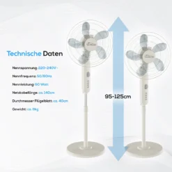TroniTechnik Standventilator Turmventilator Lüfter SV01 40cm, Inkl. Oszillation, Timer -BRB-Lagertechnik Geschäft 8600355400 3793 prod 006