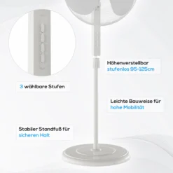TroniTechnik Standventilator Ventilator SV02 45 Watt, 40 Cm, Weiß, 3 Stufen, Höhenverstellbar, Oszillation -BRB-Lagertechnik Geschäft 8600355400 3795 prod 003
