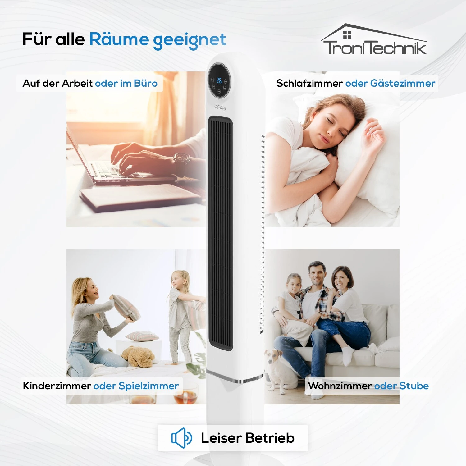 TroniTechnik Turmventilator Standventilator Lüfter TUV01 120cm Weiß, Inkl. Display, Fernbedienung, Oszillation, Timer 5 TroniTechnik Turmventilator Standventilator Lüfter TUV01 120cm Weiß, Inkl. Display, Fernbedienung, Oszillation, Timer – Bild 5