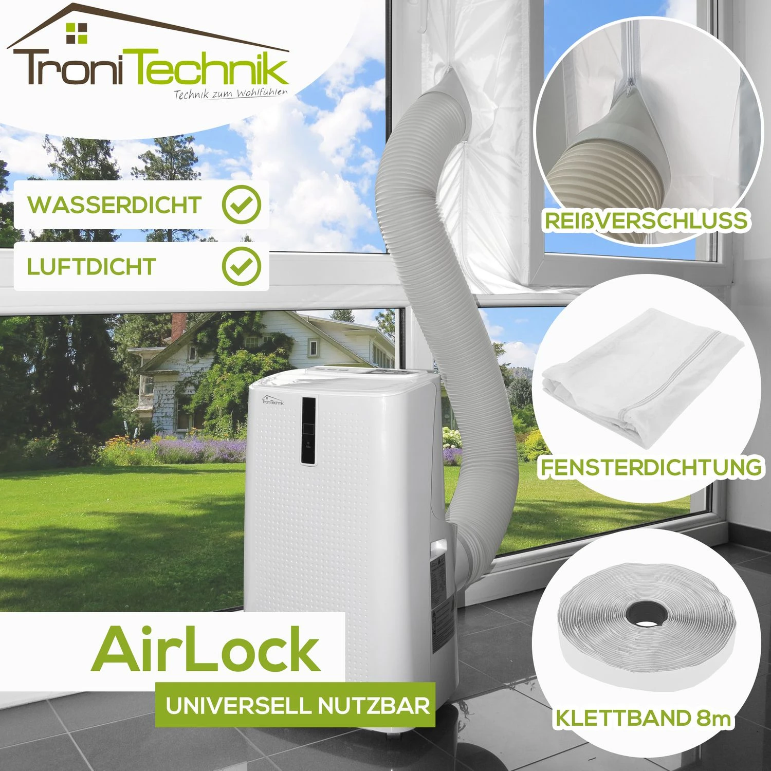 TroniTechnik AirLock Fensterabdichtung Für Mobile Klimageräte Und Ablufttrockner Hot Air Stop 4m 1 TroniTechnik AirLock Fensterabdichtung Für Mobile Klimageräte Und Ablufttrockner Hot Air Stop 4m
