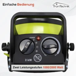 Tronitechnik KH-502 Keramikheizer Heizlüfter Heizung 2.000 Watt, Tragegriff, PTC Keramik, Stufenlose Thermosteuerung -BRB-Lagertechnik Geschäft 8600355400 4033 prod 005