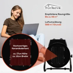 Tronitechnik TT-KH-505 Keramikheizer Heizlüfter Heizung 5.000 Watt, Tragegriff, PTC Keramik, Stufenlose Thermosteuerung -BRB-Lagertechnik Geschäft 8600355400 4035 prod 004