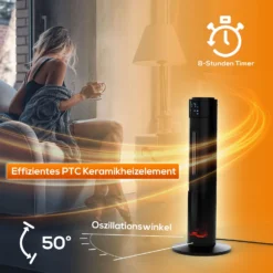 Tronitechnik PTC Turmheizer Keramikheizer Elektrokamin Mit Heizung Und Kaminfeuer 2000 Watt Heizlüfter -BRB-Lagertechnik Geschäft 8600355400 4039 prod 006