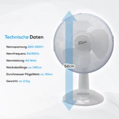TroniTechnik Tischventilator Ventilator Lüfter TV02 40W, Inkl. Oszillation 11 TroniTechnik Tischventilator Ventilator Lüfter TV02 40W, Inkl. Oszillation -BRB-Lagertechnik Geschäft 8600355400 4101 prod 006