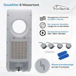 TroniTechnik Mobiles Klimagerät 4in1 Klimaanlage Luftkühler LK05 Ventilator, Inkl. Ionisator, Fernbedienung Und Filter -BRB-Lagertechnik Geschäft 8600355400 4103 prod 006