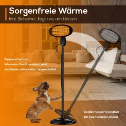 TroniTechnik Quartz-Heizstrahler Mit 3 Stufen, Standstrahler Mit Verstellbarer Teleskopstange Und Kopf -BRB-Lagertechnik Geschäft 8600355400 4575 prod 005