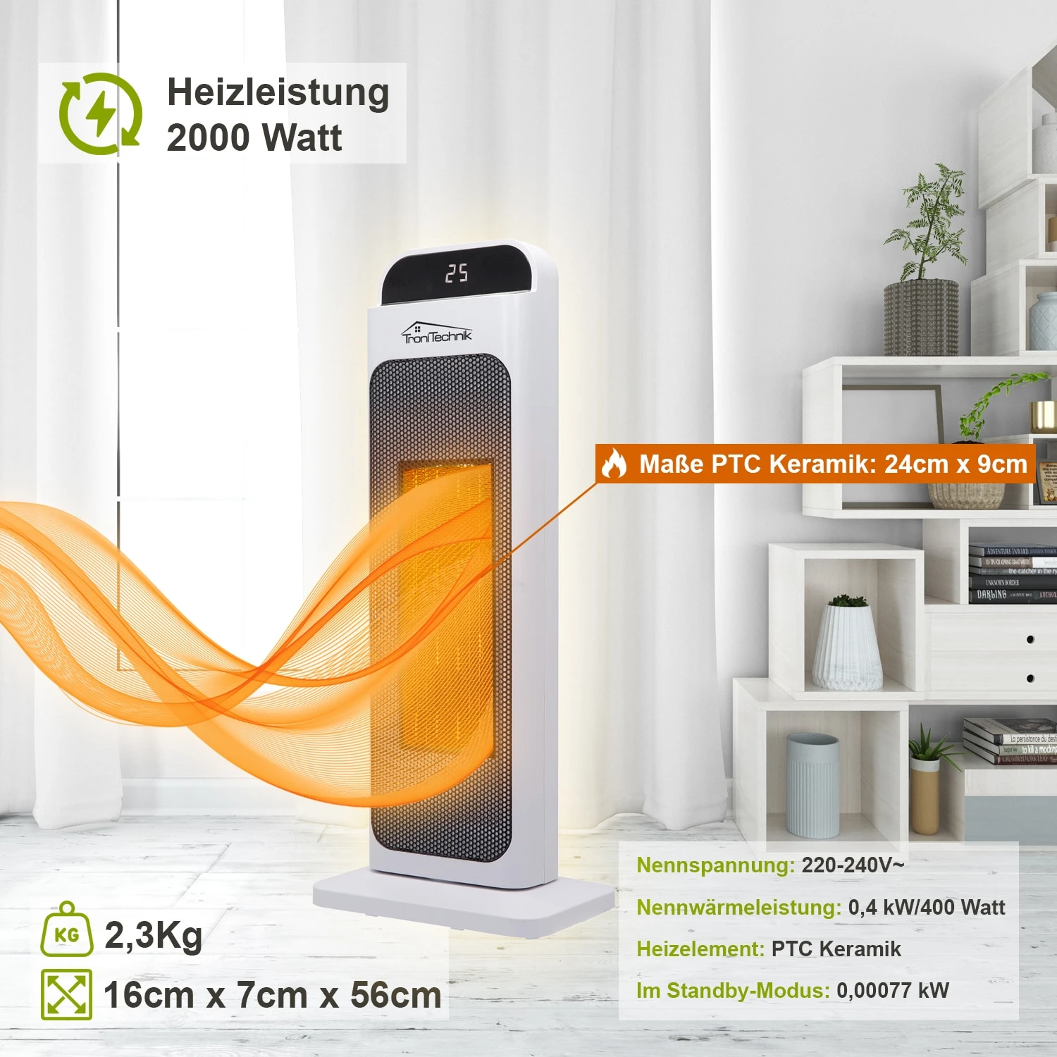 TroniTechnik Heizlüfter TT-PTC-02 Keramik Mit WIFI Und Fernbedienung 2000W 4 TroniTechnik Heizlüfter TT-PTC-02 Keramik Mit WIFI Und Fernbedienung 2000W – Bild 4