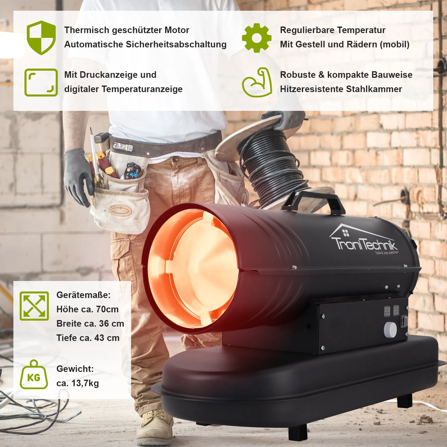 TroniTechnik TT-HK-241 Heizkanone Dieselkanone Heizlüfter 20kW Mit Tragegriff 5 TroniTechnik TT-HK-241 Heizkanone Dieselkanone Heizlüfter 20kW Mit Tragegriff – Bild 5