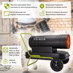 TroniTechnik TT-HK-242 Heizkanone Dieselkanone Heizlüfter 20kW Mit Handgriff, Rohrrahmen Und Rädern -BRB-Lagertechnik Geschäft 8600355400 4674 prod 006