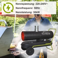 TroniTechnik TT-HK-245 Heizkanone Dieselkanone Heizlüfter 30kW Mit Handgriff, Rohrrahmen, Rädern Und Abluftauslass -BRB-Lagertechnik Geschäft 8600355400 4676 prod 005