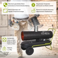 TroniTechnik TT-HK-245 Heizkanone Dieselkanone Heizlüfter 30kW Mit Handgriff, Rohrrahmen, Rädern Und Abluftauslass -BRB-Lagertechnik Geschäft 8600355400 4676 prod 006