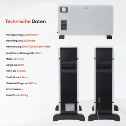 Tronitechnik TT-KH-102 Heizgerät Konvektor Radiator Heizung Stufenlose Thermosteuerung (1000W / 1.300W / 2.300W) -BRB-Lagertechnik Geschäft 8600355400 5447 prod 003