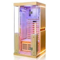 Dewello Infrarotkabine Infrarotsauna KINGSTON 90cm X 90cm Inkl. Vollspektrumstrahler, Bodenstrahler