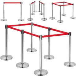 Yaheetech 8 X Personenleitsystem Mit 2m Gurtband, Abgrenzungsständer Absperrständer, Absperrpfosten Gurtpfosten Absperrung -BRB-Lagertechnik Geschäft 8600357600 A102 102 prod 002 1