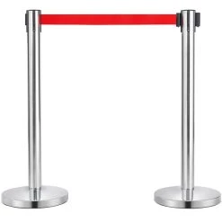 Yaheetech Personenleitsystem 2 Stück Mit 2m Gurtband, Abgrenzungsständer Absperrständer, Absperrpfosten Gurtpfosten Absperrung