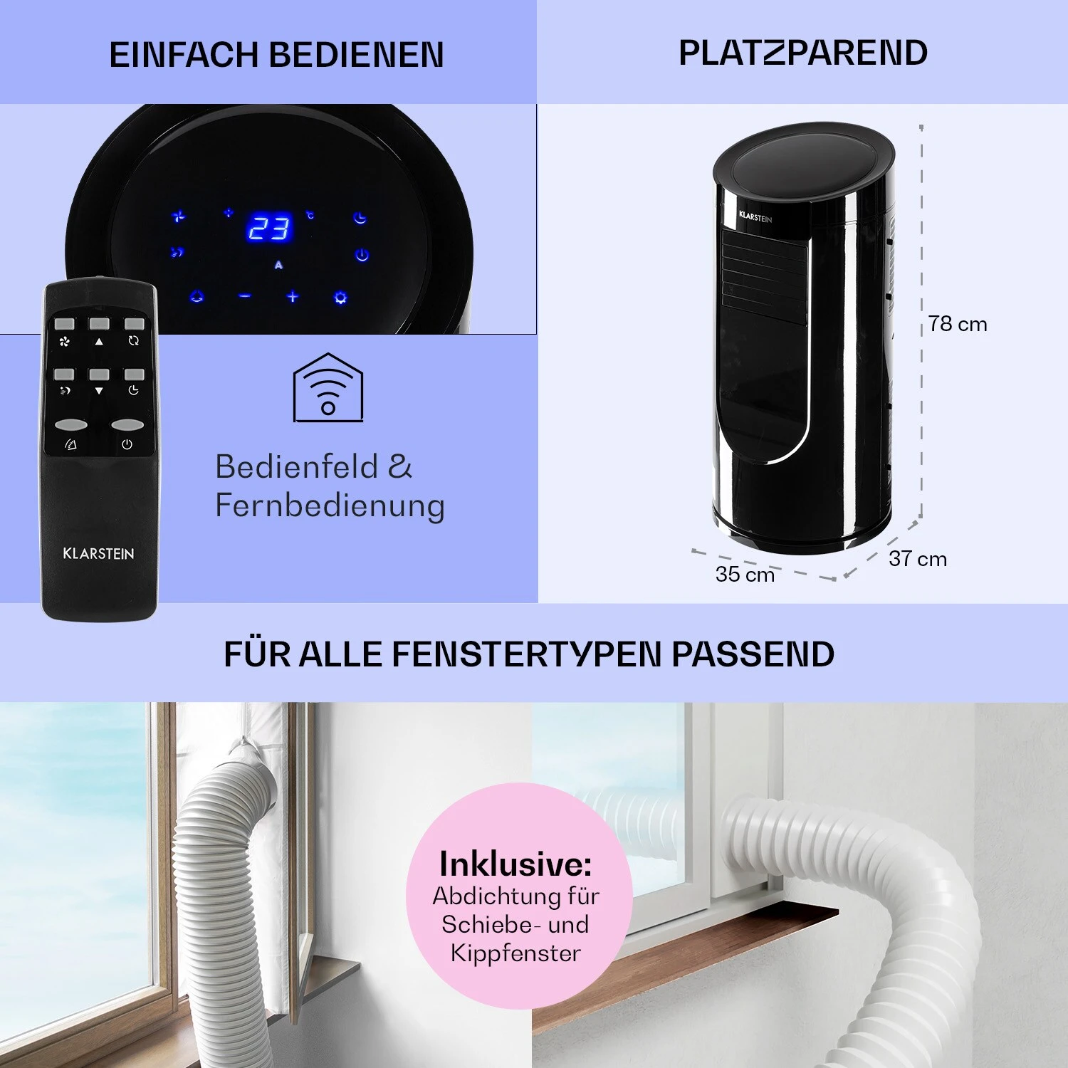 Klarstein Metrobreeze Miami Mobile Klimaanlage 9000BTU/2,6 KW 950W 6 Klarstein Metrobreeze Miami Mobile Klimaanlage 9000BTU/2,6 KW 950W – Bild 6