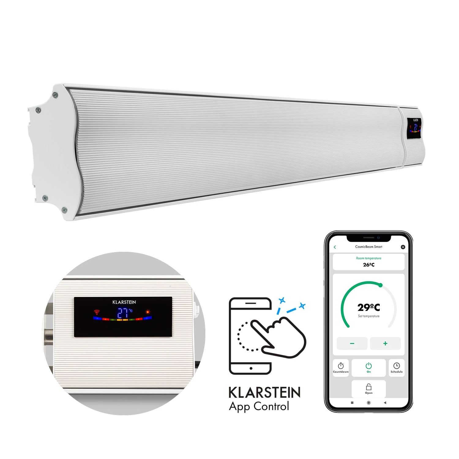 Blumfeldt Cosmic Beam Smart 24 Infrarot-Heizstrahler 2400W App-Steuerung Fernbedienung 1 Blumfeldt Cosmic Beam Smart 24 Infrarot-Heizstrahler 2400W App-Steuerung Fernbedienung