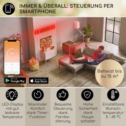 Blumfeldt Cosmic Beam Smart 24 Infrarot-Heizstrahler 2400W App-Steuerung Fernbedienung 8 Blumfeldt Cosmic Beam Smart 24 Infrarot-Heizstrahler 2400W App-Steuerung Fernbedienung -BRB-Lagertechnik Geschäft 8600359300 12880 prod 003