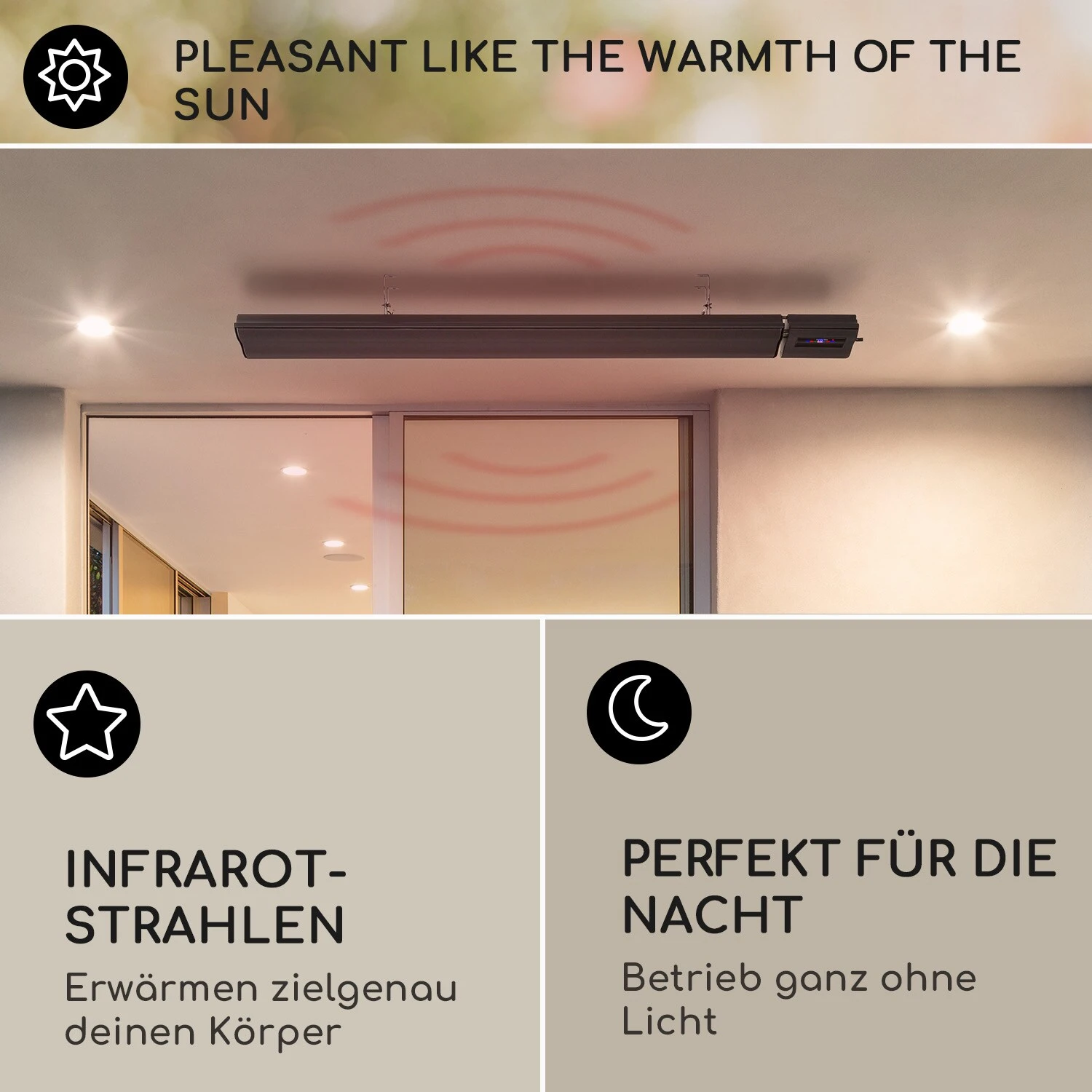 Blumfeldt Cosmic Beam Smart 24 Infrarot-Heizstrahler 2400W App-Steuerung Fernbedienung 4 Blumfeldt Cosmic Beam Smart 24 Infrarot-Heizstrahler 2400W App-Steuerung Fernbedienung – Bild 4