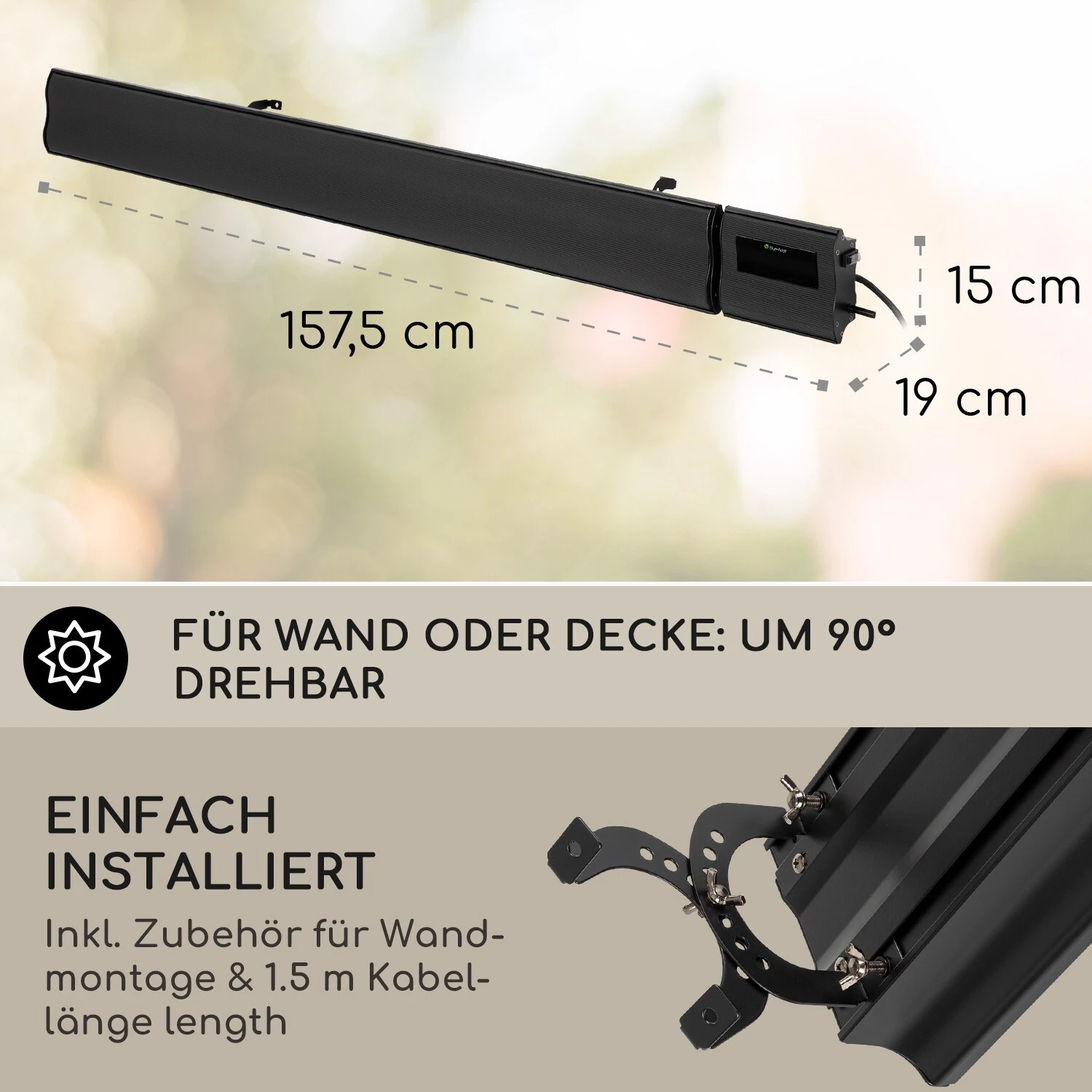 Blumfeldt Cosmic Beam Smart 24 Infrarot-Heizstrahler 2400W App-Steuerung Fernbedienung 5 Blumfeldt Cosmic Beam Smart 24 Infrarot-Heizstrahler 2400W App-Steuerung Fernbedienung – Bild 5