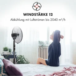 Klarstein Summer Vibe Standventilator Ventilator Standlüfter | 16" Rotor | 55 W | 2040 M³/h | Oszillation / Neigbar / Höhenverstellbar Grip-Shift -BRB-Lagertechnik Geschäft 8600359300 4574 prod 004