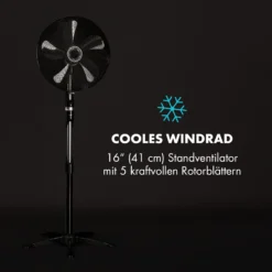 Klarstein Summer Vibe Standventilator Ventilator Standlüfter | 16" Rotor | 55 W | 2040 M³/h | Oszillation / Neigbar / Höhenverstellbar Grip-Shift -BRB-Lagertechnik Geschäft 8600359300 4574 prod 005