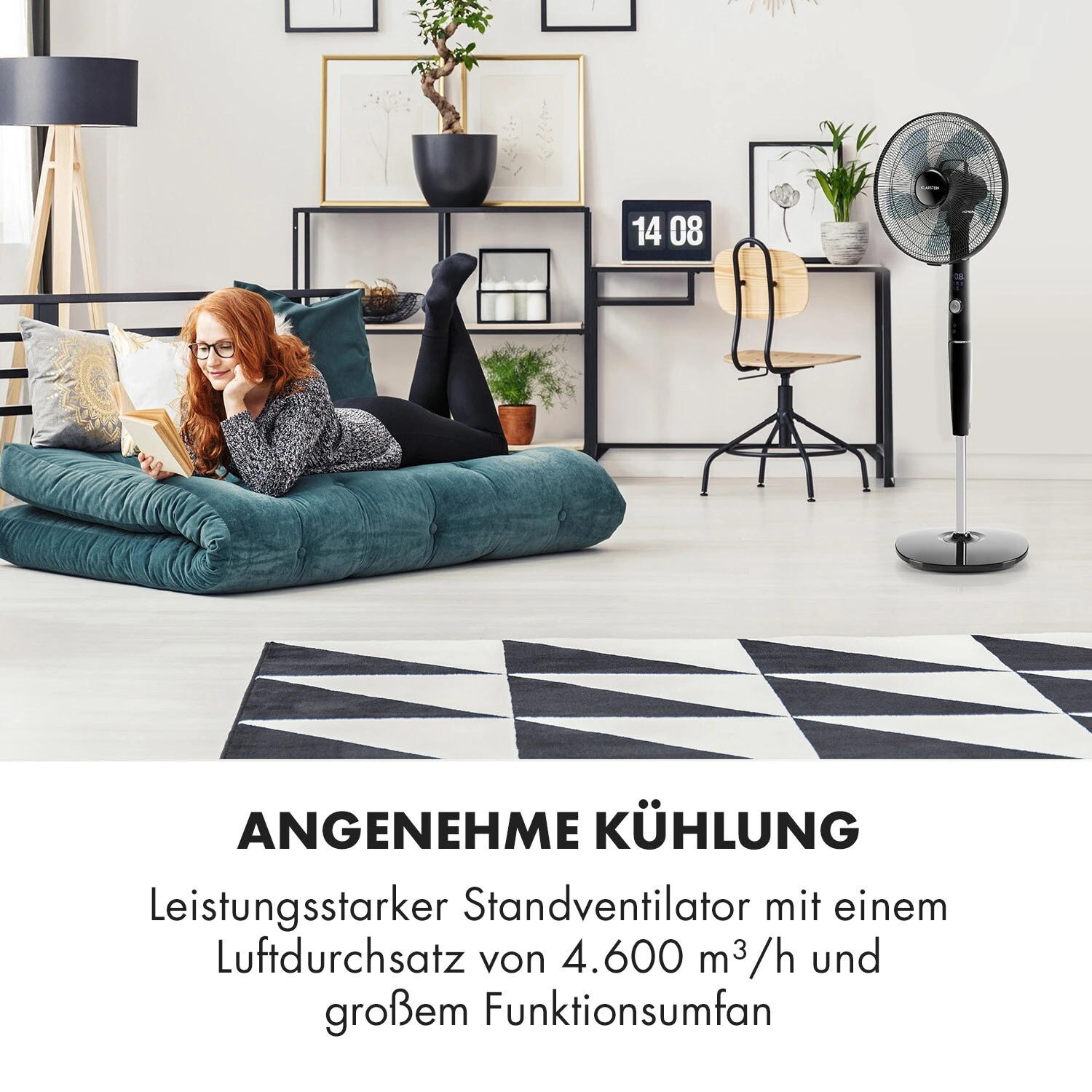 Klarstein Silent Storm Standventilator 16"(41cm) 5-Blatt 32 DB Min.25,8W Schwarz 2 Klarstein Silent Storm Standventilator 16"(41cm) 5-Blatt 32 DB Min.25,8W Schwarz – Bild 2