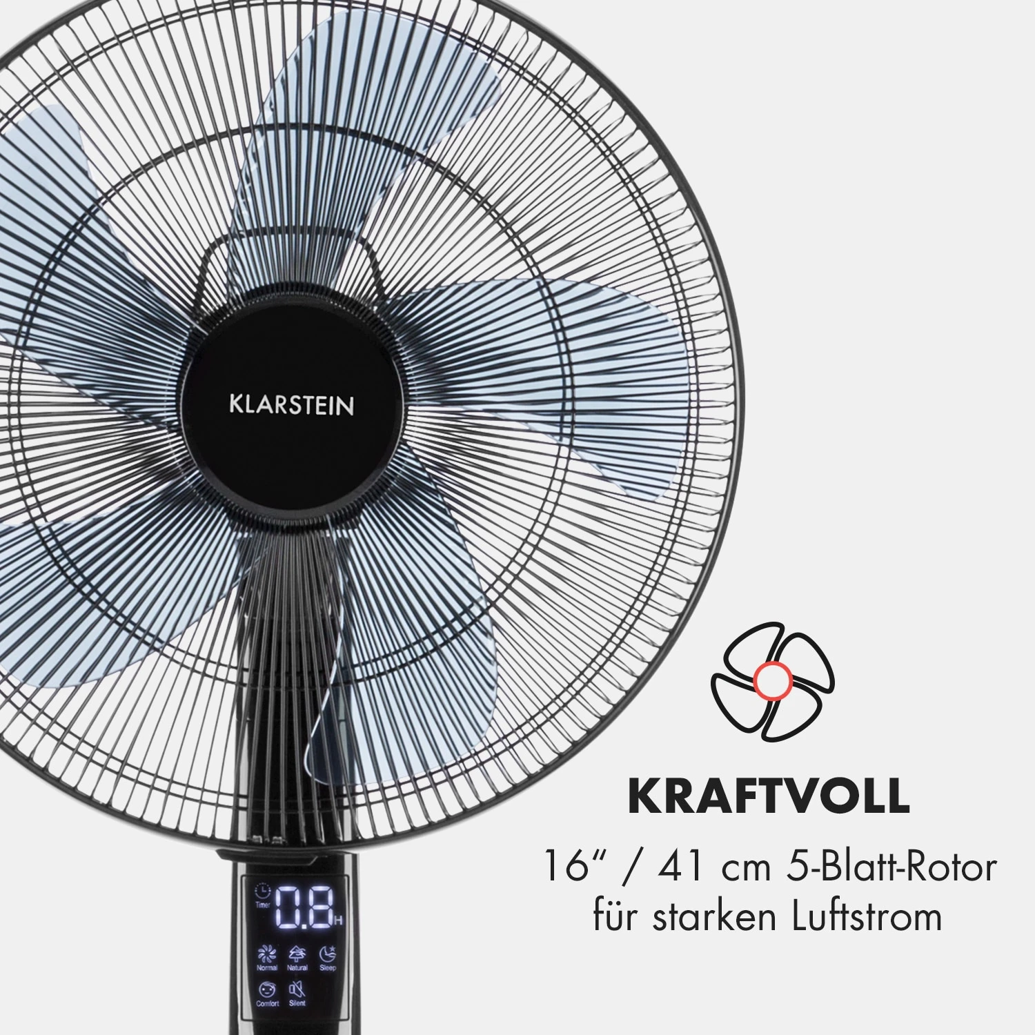 Klarstein Silent Storm Standventilator 16"(41cm) 5-Blatt 32 DB Min.25,8W Schwarz 3 Klarstein Silent Storm Standventilator 16"(41cm) 5-Blatt 32 DB Min.25,8W Schwarz – Bild 3