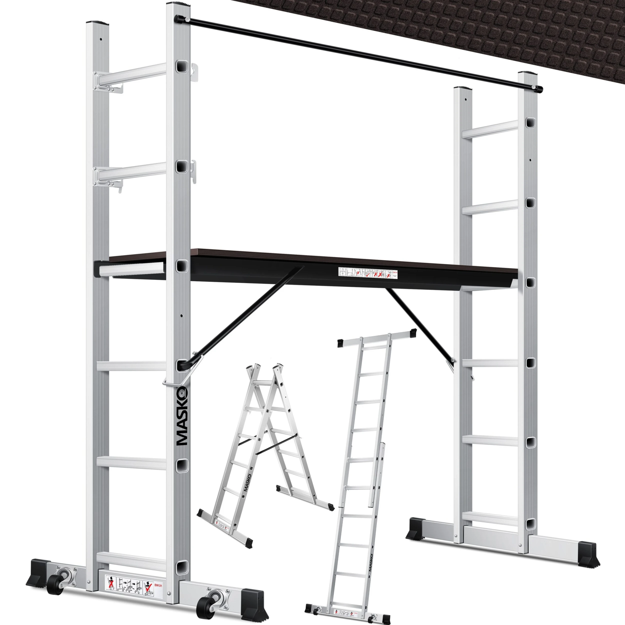 Masko® Baugerüst Alugerüst Gerüst ? Alu ? Leiter ? Arbeitsgerüst ? Arbeitsbühne | Bis 150 KG Belastbar | Anti-Rutsch Beschichtet | Gerüstleiter | GS Geprüft (EN 131) 1 Masko® Baugerüst Alugerüst Gerüst ? Alu ? Leiter ? Arbeitsgerüst ? Arbeitsbühne | Bis 150 KG Belastbar | Anti-Rutsch Beschichtet | Gerüstleiter | GS Geprüft (EN 131)