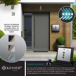 KESSER® Briefkasten Edelstahl Mit Zeitungsfach Namensschild , Sichtfenster, Gebürstet , 3x Schlüssel Abschließbar , Pulverbeschichtet , Wandmontage , Groß , Inkl. Montagematerial Farbe: -BRB-Lagertechnik Geschäft 8600364700 20021 prod 005 scaled
