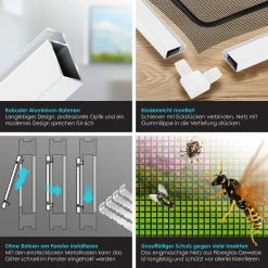 KESSER® Fliegenschutzgitter Für Fenster Mit Aluminium Rahmen Fliegengitter Fliegenschutz Insektenschutz , Mückengitter , Moskitonetz , Spannrahmen , Ohne Bohren Und Schrauben -BRB-Lagertechnik Geschäft 8600364700 20742 prod 003 scaled