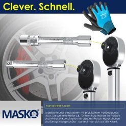 MASKO® Drehmomentschlüssel 6tlg. Set 40-210Nm 1/2 ' CV Inkl. 3 Stecknüssen 17mm, 19mm, 21mm Und Verlängerung 125mm Inkl. Koffer +/- 4% Toleranz Reifenschlüssel Auto Drehmoment-Schlüssel -BRB-Lagertechnik Geschäft 8600364700 21681 prod 006 scaled