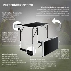 KESSER® Multifunktionstisch Profi 3- Teilig, 100 X 60 Cm, Tapeziertisch 30kg Tragkraft Je Tisch Mit Ausziehfunktion Klapptisch Flohmarktisch Beistelltisch Mehrzwecktisch Campingtisch Höhenverstellbar -BRB-Lagertechnik Geschäft 8600364700 22912 prod 003 scaled
