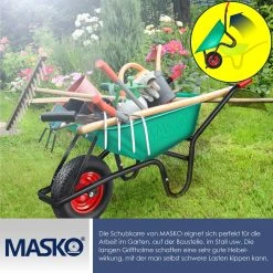 MASKO® Schubkarre Bauschubkarre Gartenschubkarre 100 Liter Bis 250kg Luftreifen Mit Stahlfelge Verzinkt Stahlrahmen Garten Karre Schiebkarre Transportkarre Inkl. Arbeitshandschuhe -BRB-Lagertechnik Geschäft 8600364700 23805 prod 006 scaled
