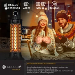 KESSER® Standheizstrahler Infrarotheizung, 1200W Heizstrahler Energieeffiziente Heizung Innenraum Mit 360° Oszillation, Infrarotheizung Standgerät, Elektroheizung IP55, Terrassen-Heizstrahler -BRB-Lagertechnik Geschäft 8600364700 24096 prod 004 scaled