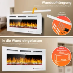 KESSER® Elektrokamin Wandkamin Elektrischer Kamin Mit Heizung 9 Farbmodi LED Flammeneffekt, 900/1800 W Kaminofen Wand Und Einbaukamin Wandmontage Heizung App-Funktion Fernbedienung Touchscreen -BRB-Lagertechnik Geschäft 8600364700 24156 prod 005 scaled